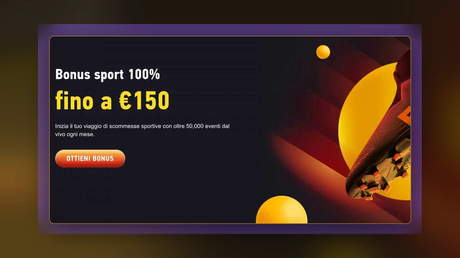 Pagina promozioni con bonus di benvenuto e cashback settimanale